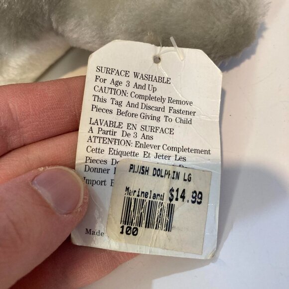 Vintage MarineLand Canada Dolphin Plush W Tag Stuffed Animal Toy Rare 13" Gray - Picture 3 of 9